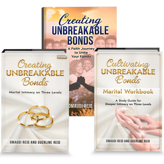 Three books for married Christian couples, titled 'Creating Unbreakable Bonds' and 'Cultivating Unbreakable Bonds' on a white background.